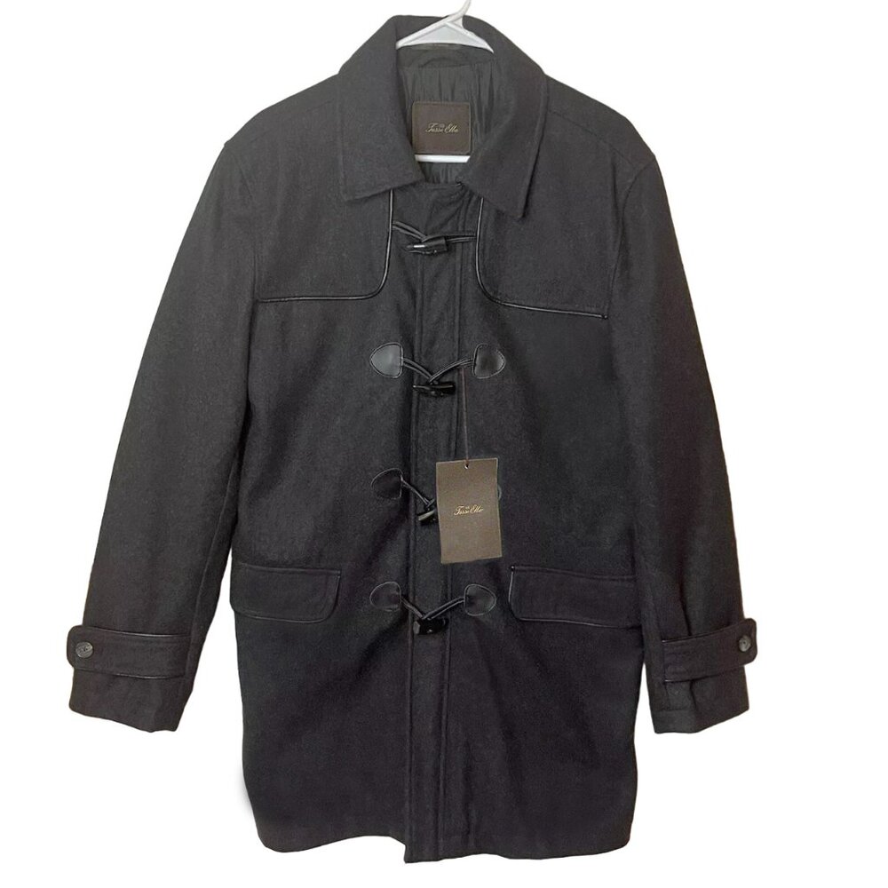 NEW $350 Macy's Tasso Elba Toggle Front Coat!  Gray Duffle Coat  Wool